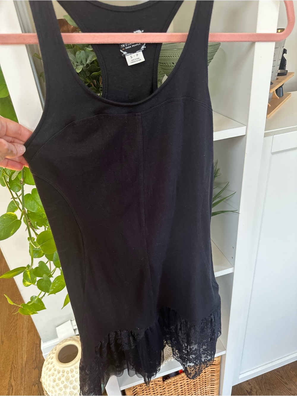 Free People Black Lace-Hem body-con dress